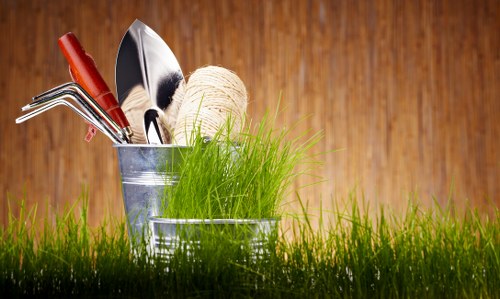 Sustainability-focused garden work with recycling and reuse